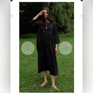 NWT Tradlands Birdie Bell Sleeve Linen Dress Black Small